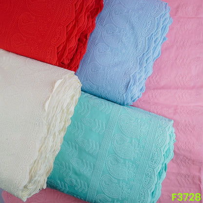 Thread Embroidered Cambric Cotton Fabric-3728