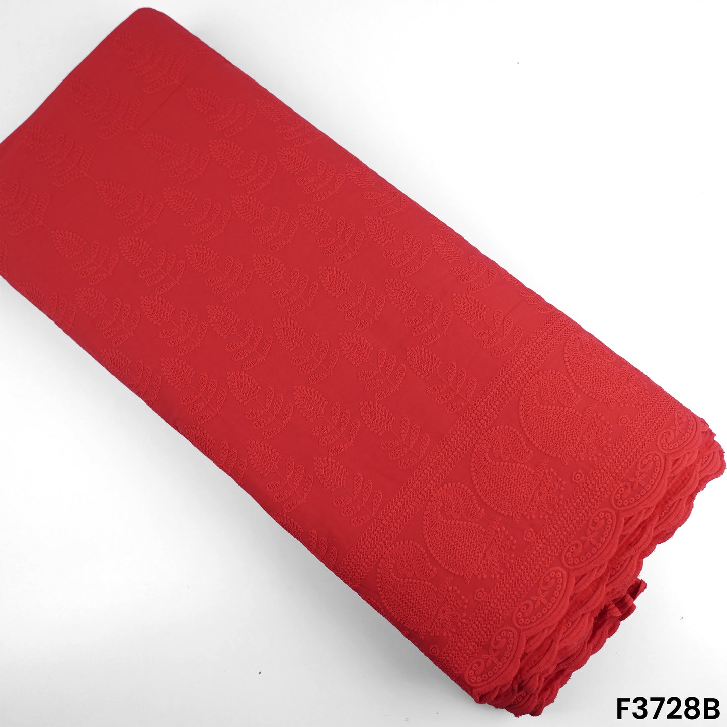 Thread Embroidered Cambric Cotton Fabric-3728