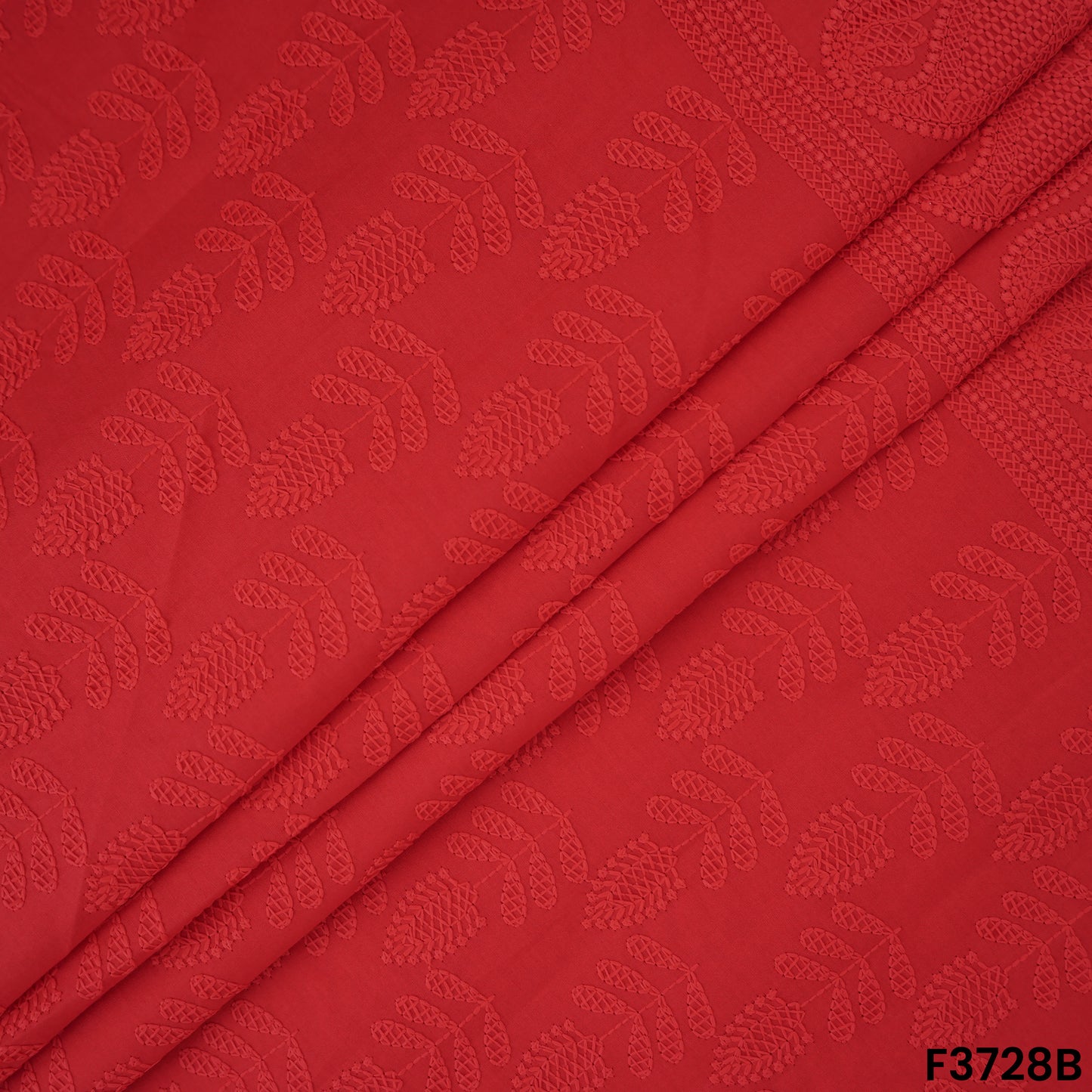 Thread Embroidered Cambric Cotton Fabric-3728