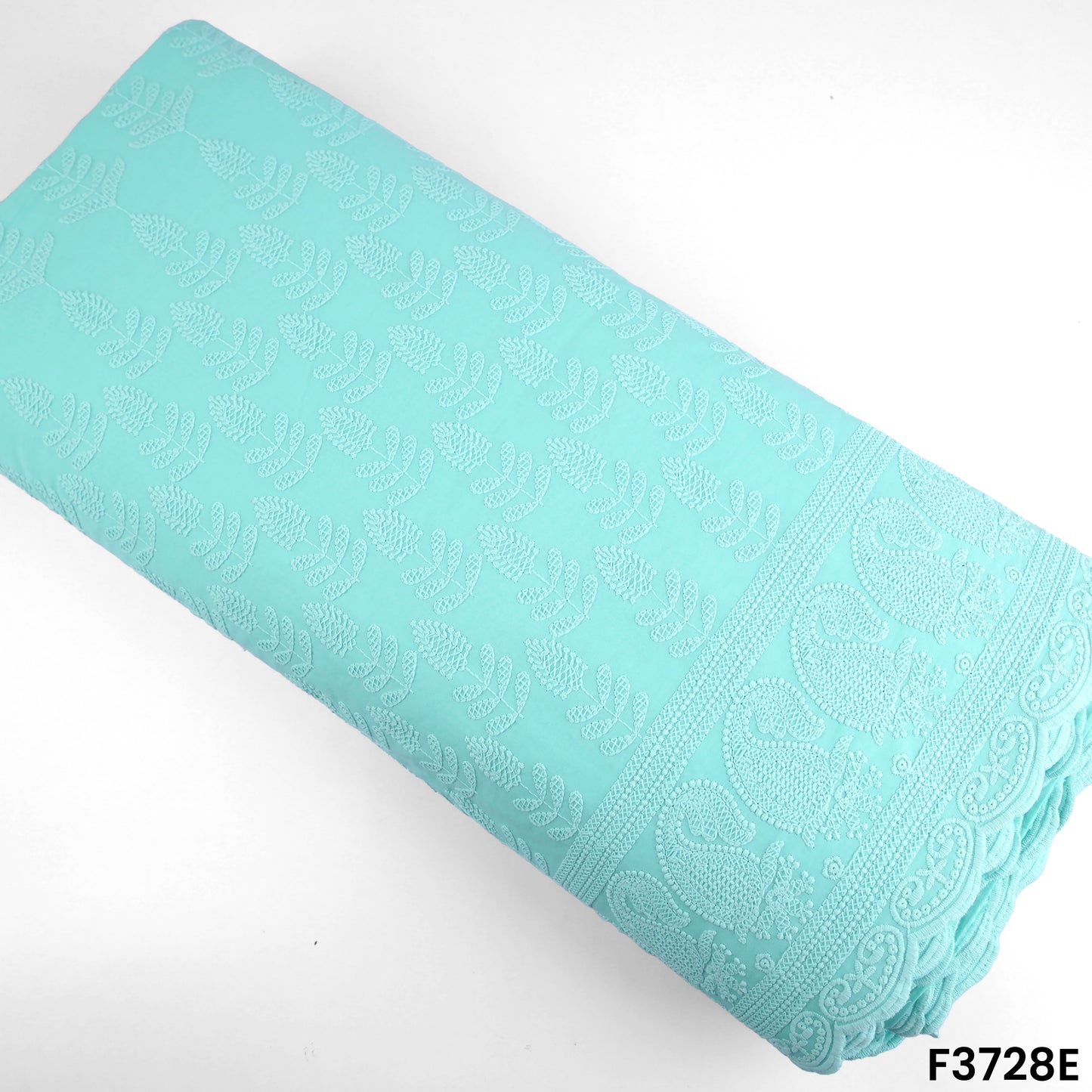 Thread Embroidered Cambric Cotton Fabric-3728