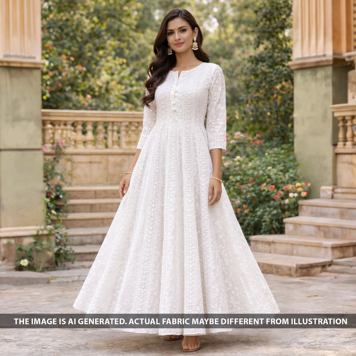 Lace Work Cambric Cotton Fabric - F6336