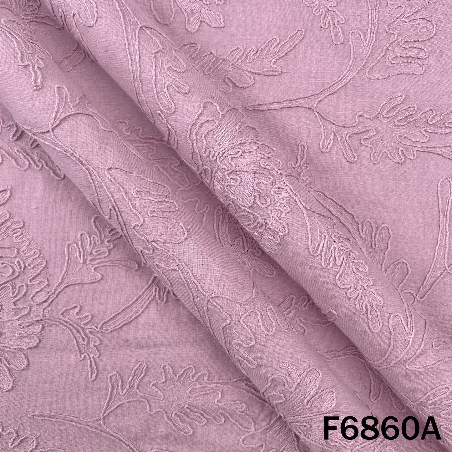 Thread Embroidered Cambric Cotton Fabric - F6860