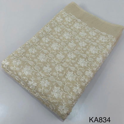Thread Zari Embroidered Pure Chanderi Silk  Fabric-KA834