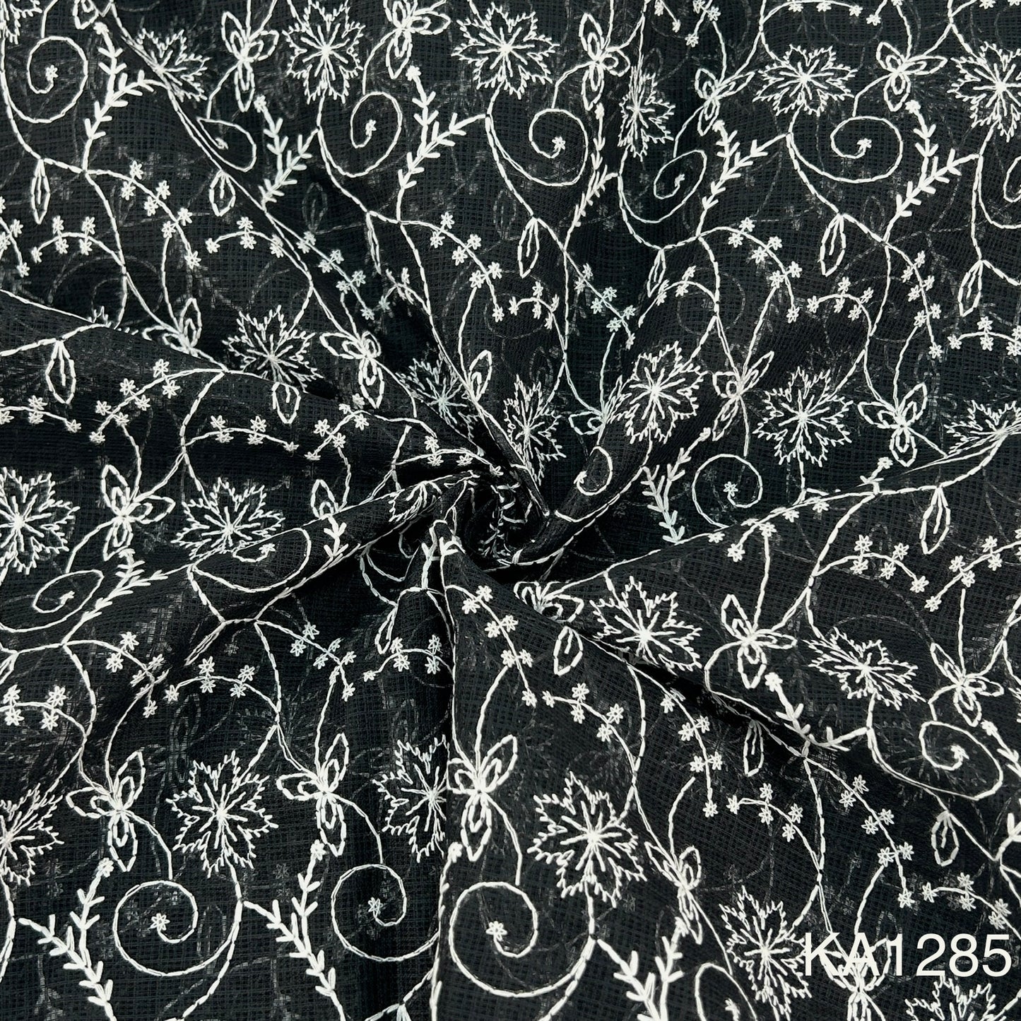 Embroidered Kota Cotton Fabric-KA1285