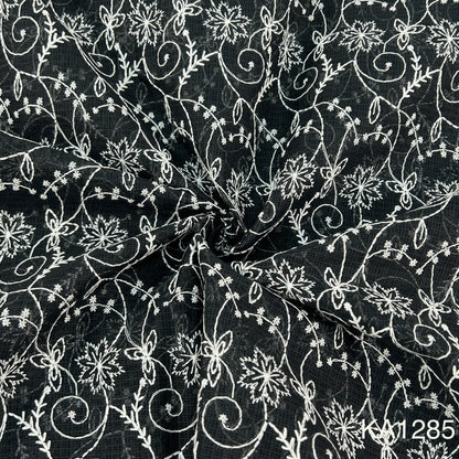 Embroidered Kota Cotton Fabric-KA1285