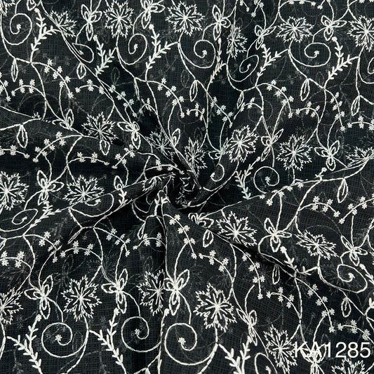 Embroidered Kota Cotton Fabric-KA1285