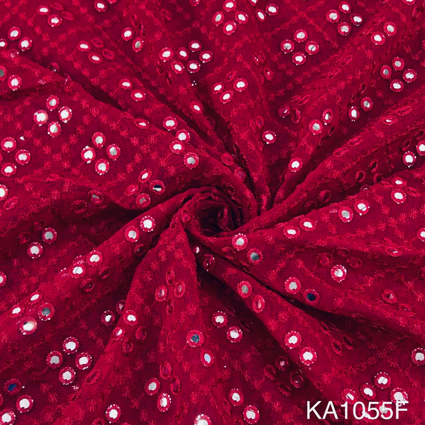 Embroidered Faux Mirror Georgette