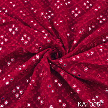 Embroidered Faux Mirror Georgette