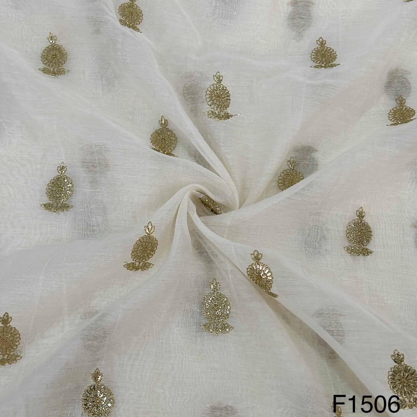 Dyeable Zari Buti Chanderi Fabric-F1506