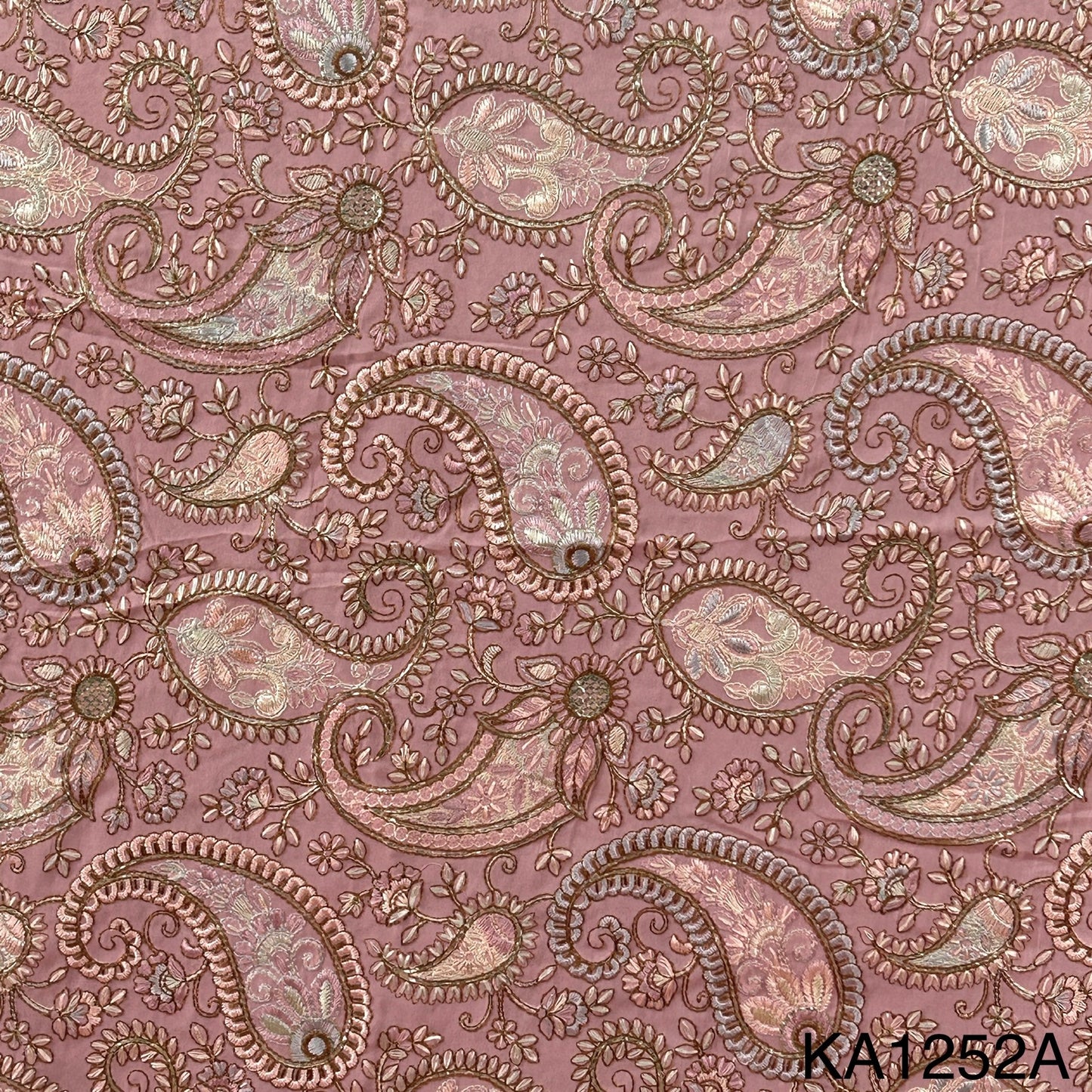 Thread Sequins Embroidered Georgette Fabric-KA1252