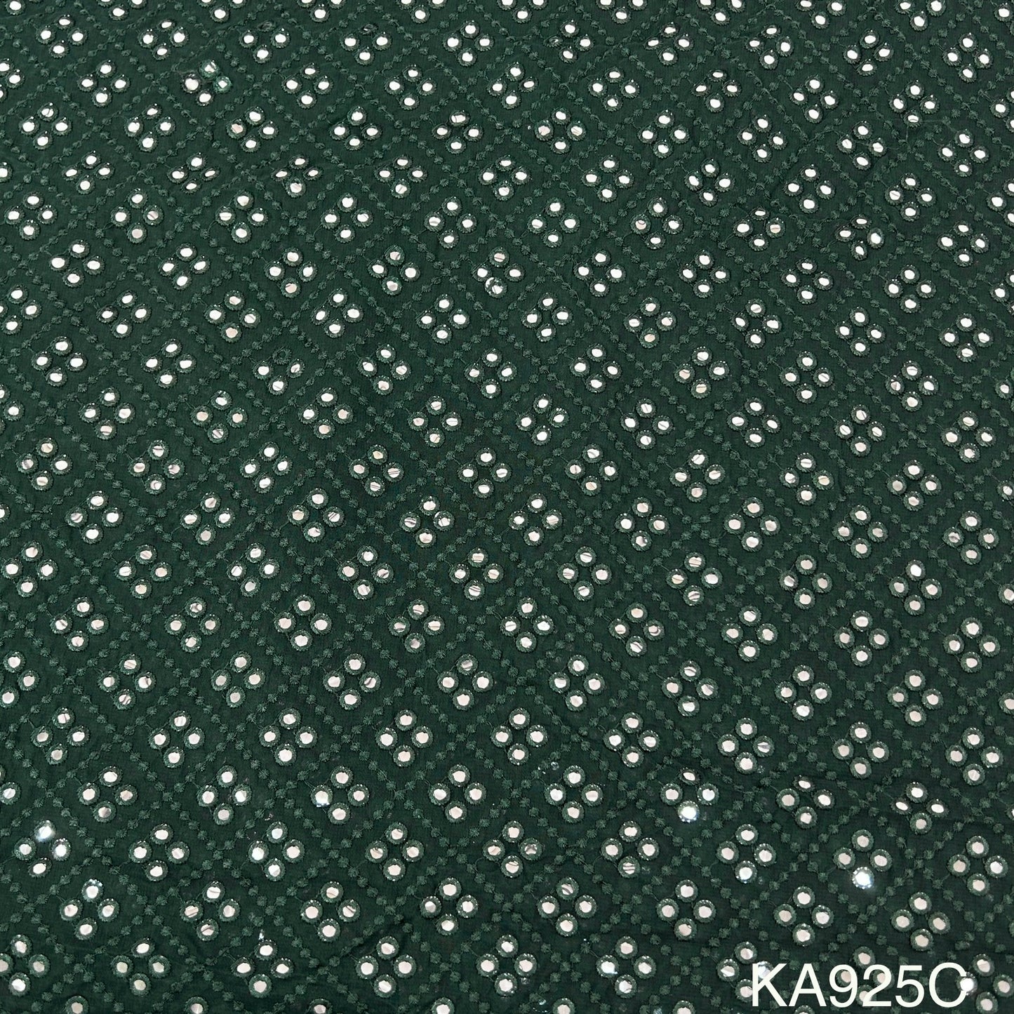 Embroidered Faux Mirror Georgette Fabric-KA925