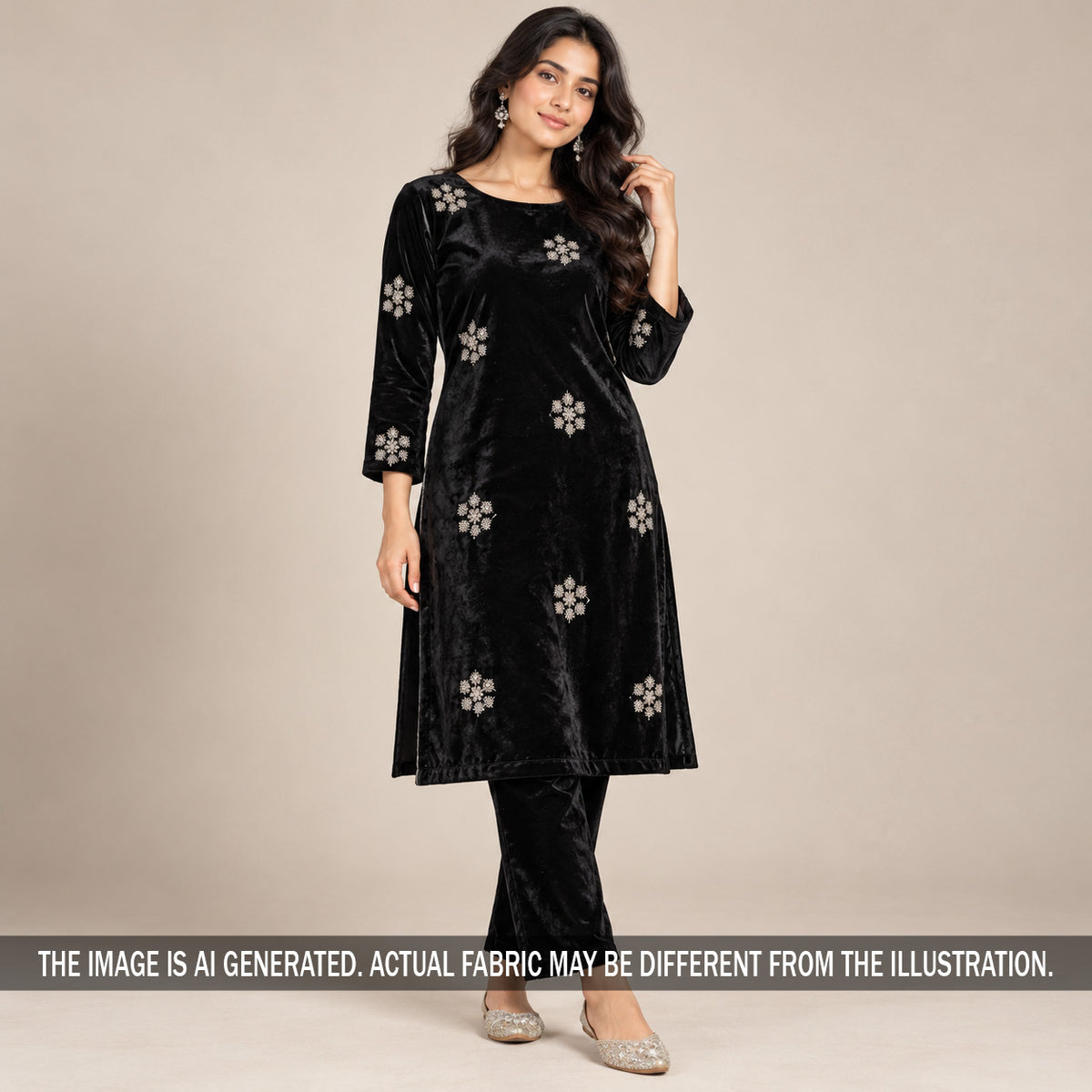 Cut Dana Zari Work Velvet Fabric - F7585