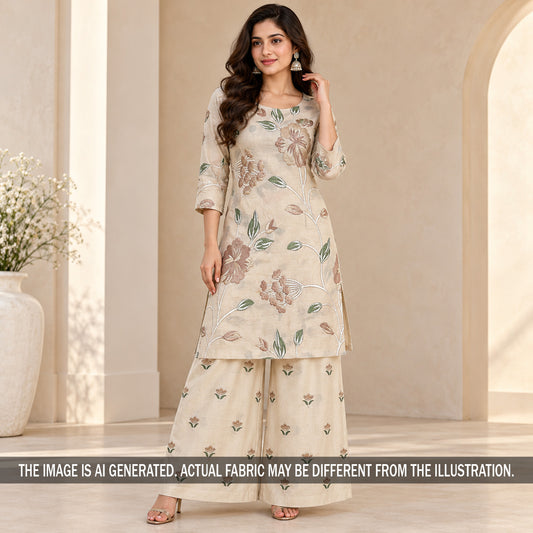 Thread Embroiderd Dola Silk Fabric - F7633