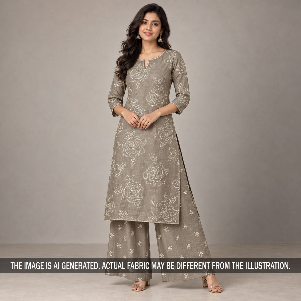 Thread Sequins Embroidered Pure Chanderi Silk Fabric - F7644