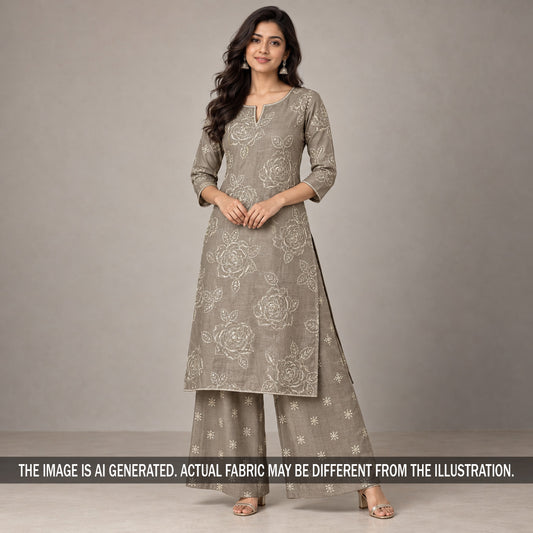Thread Sequins Embroidered Pure Chanderi Silk Fabric - F7644