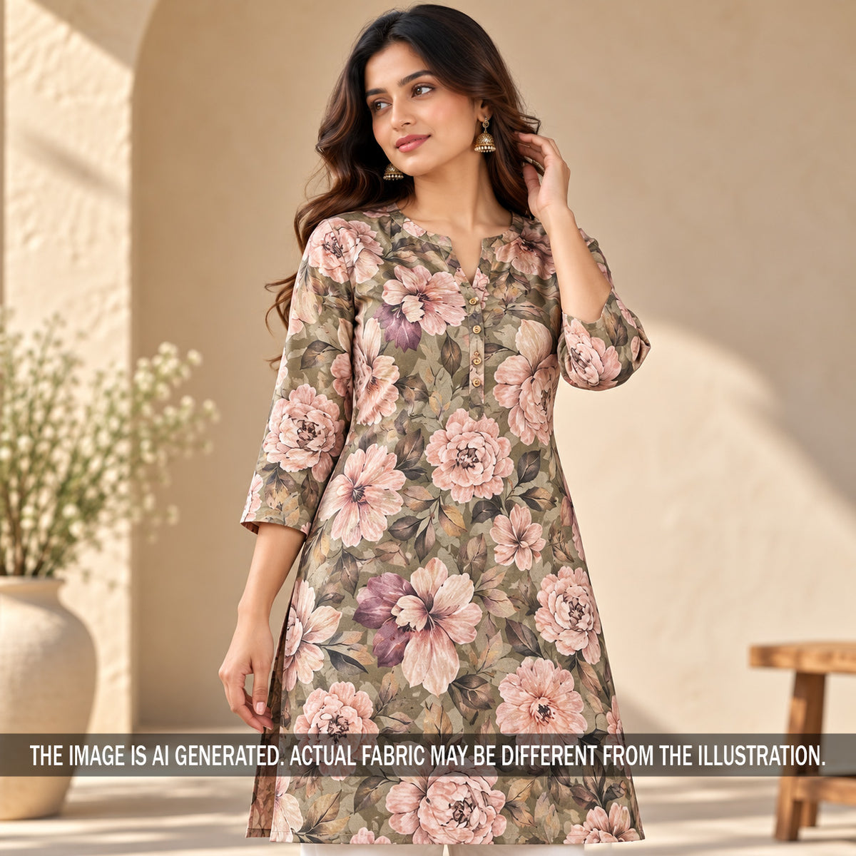 Printed Taupe Grey Floral Glaze Cotton Fabric - F7714