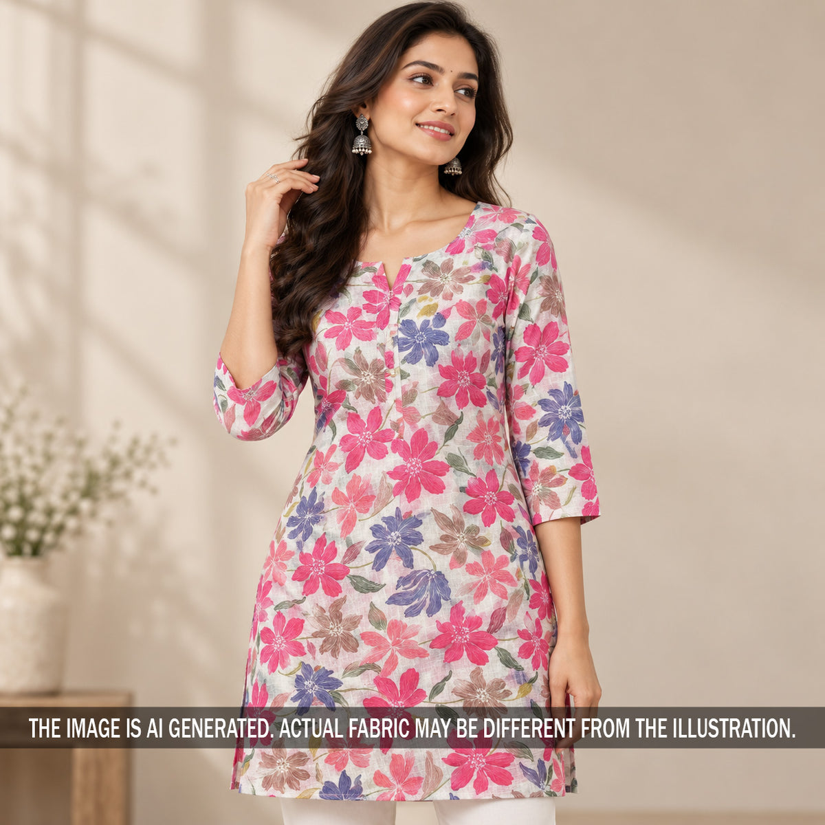 Printed Linen Cotton Fabric - F7528