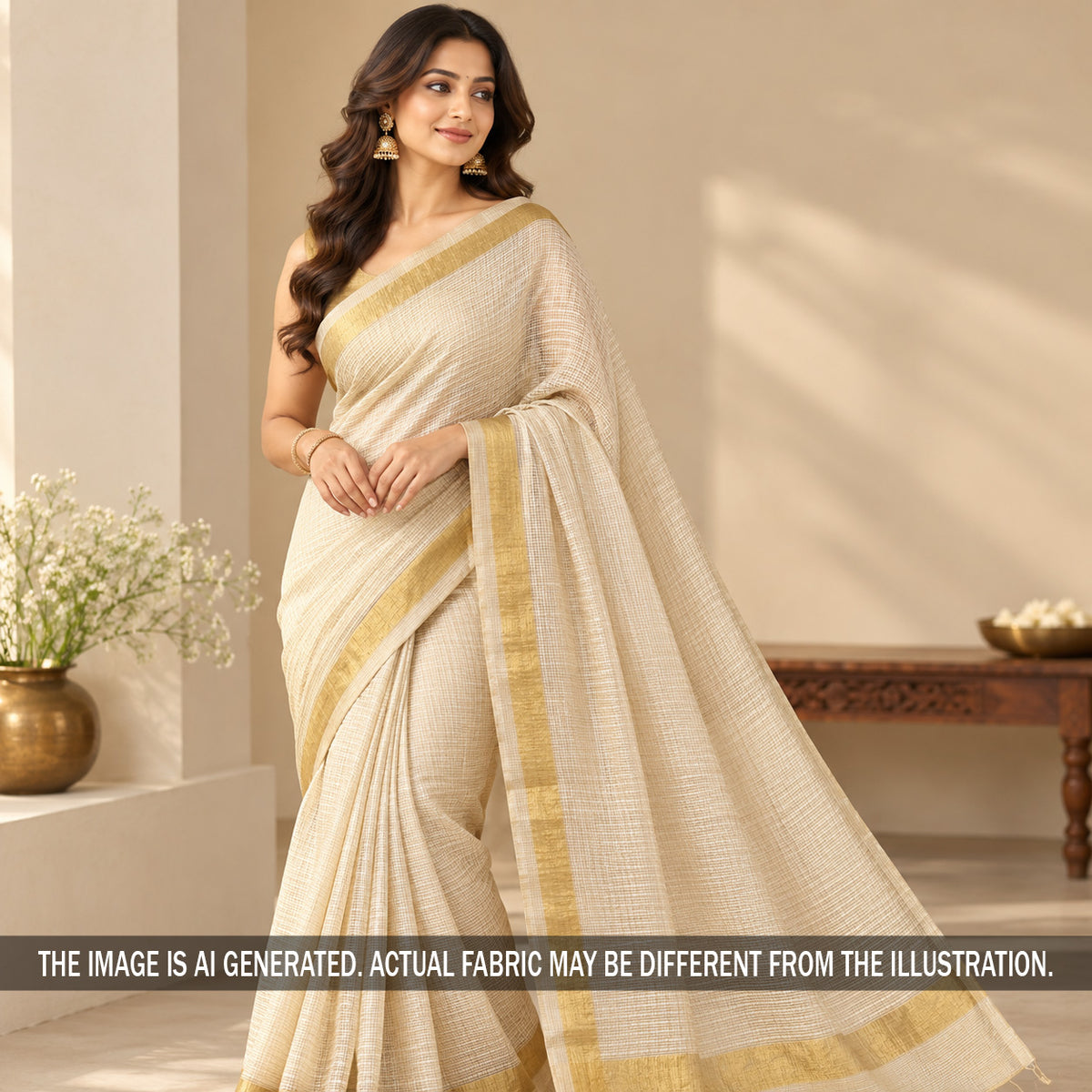 Zari Work Kota Silk Fabric - F7627