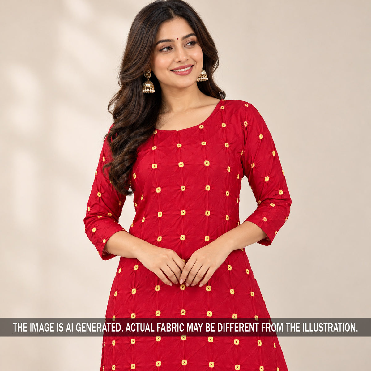 Bandhani Print Modal Satin Fabric - F7684
