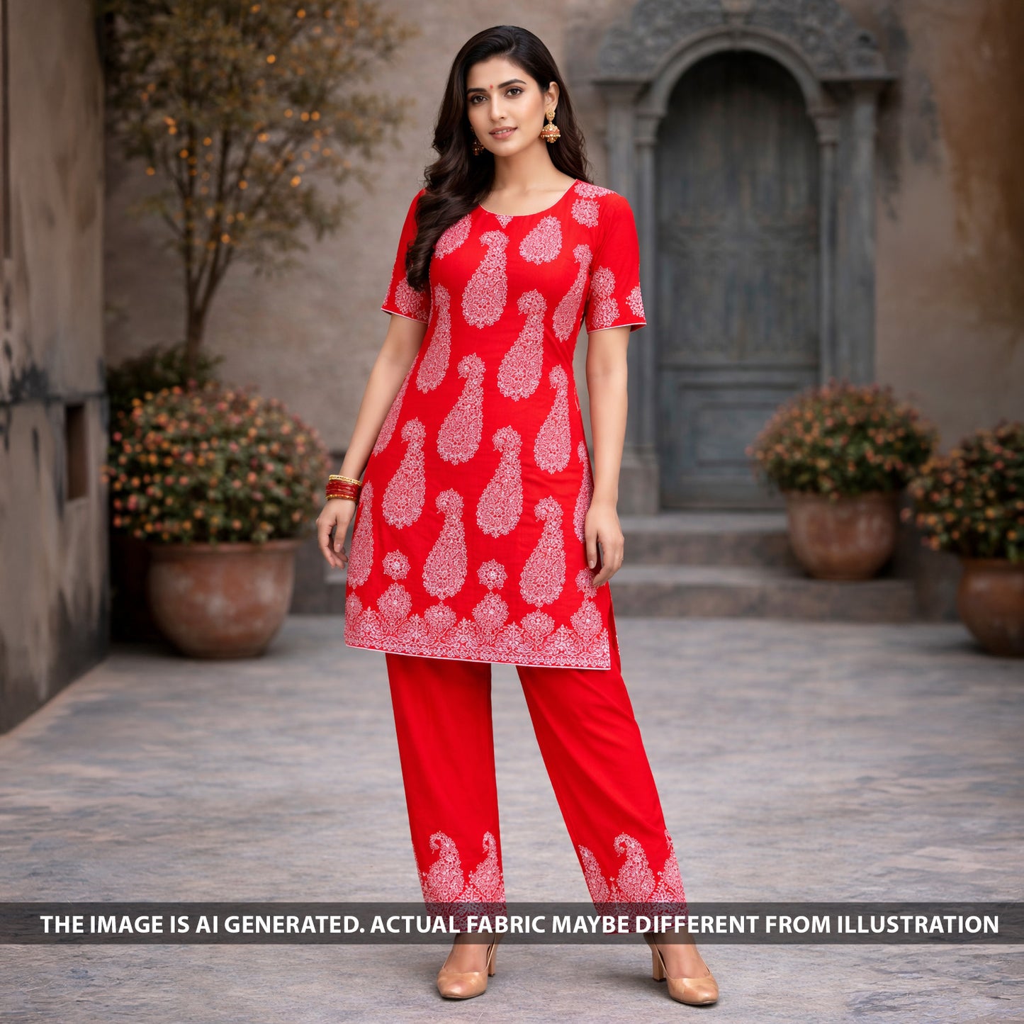 Thread Embroidered Modal Cotton Fabric - F6372