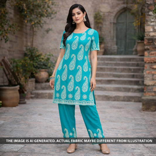 Thread Embroidered Modal Cotton Fabric - F6373