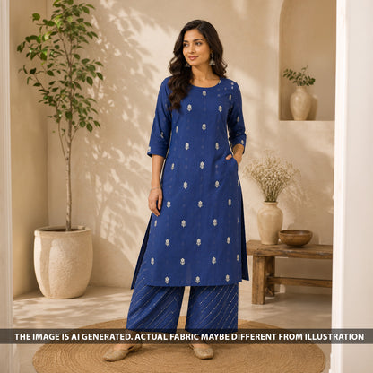 Zari Sequins Work Mul Chanderi Fabric - F6912