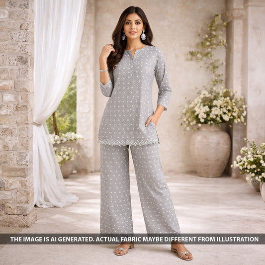 Chikankari Cotton Fabric - F6345