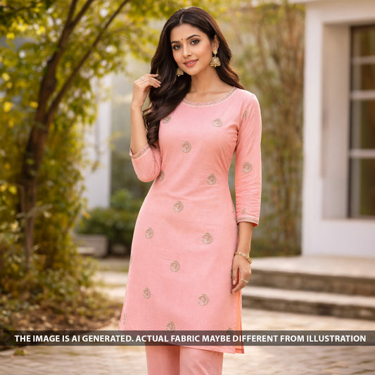 Cut Dana Zari Sequins Thread Embroidered Linen Fabric - F6368