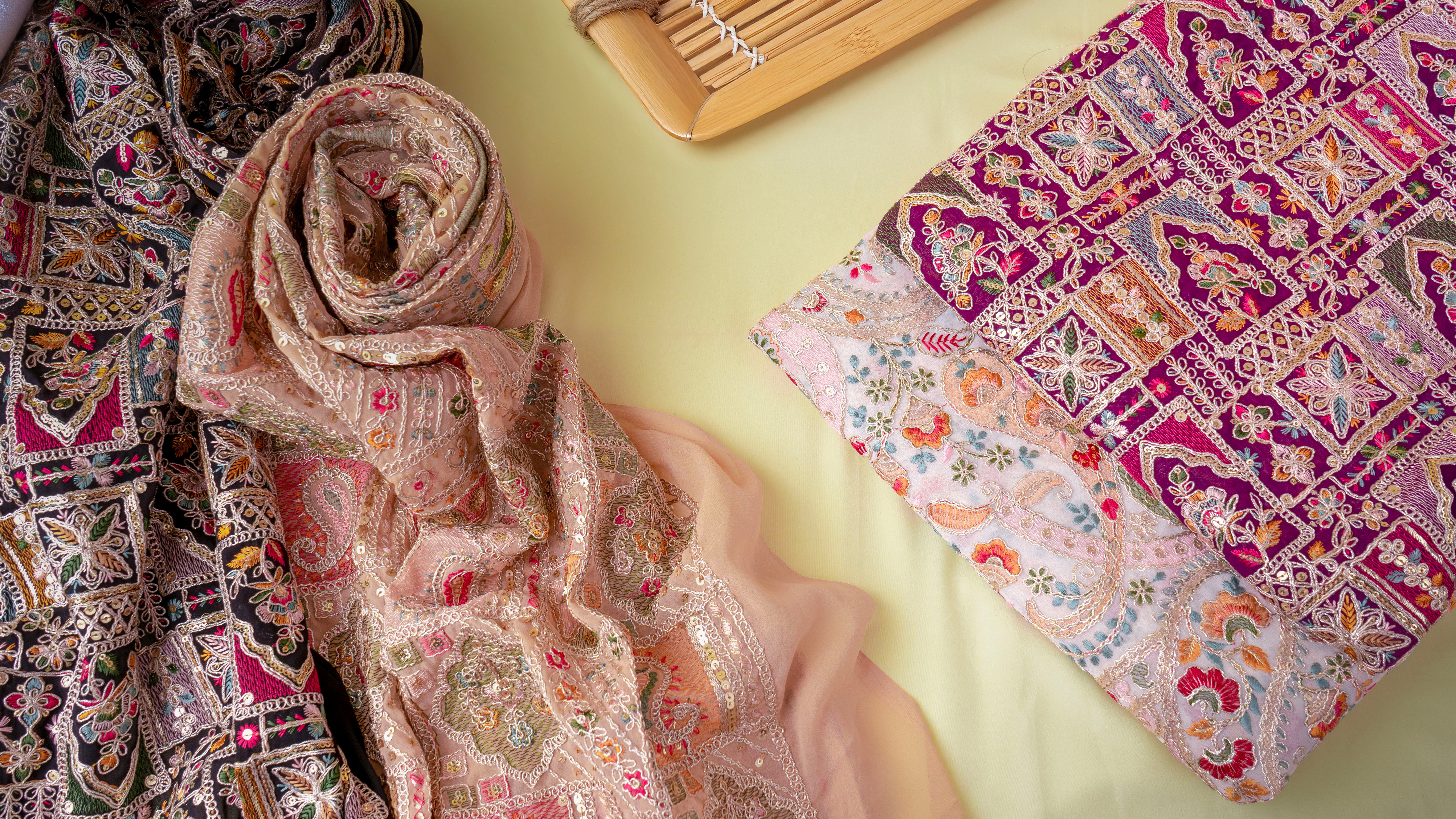 Buy Fabric Online | Designer, Embroidered & Plain Fabrics