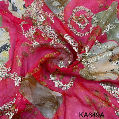 Printed Sequins Georgette Fabric-KA649
