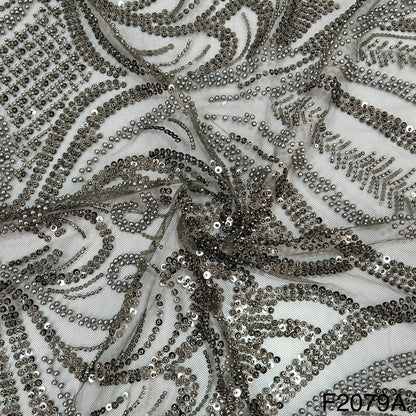 Imported Net With Sequins Beads Fabric - F2079