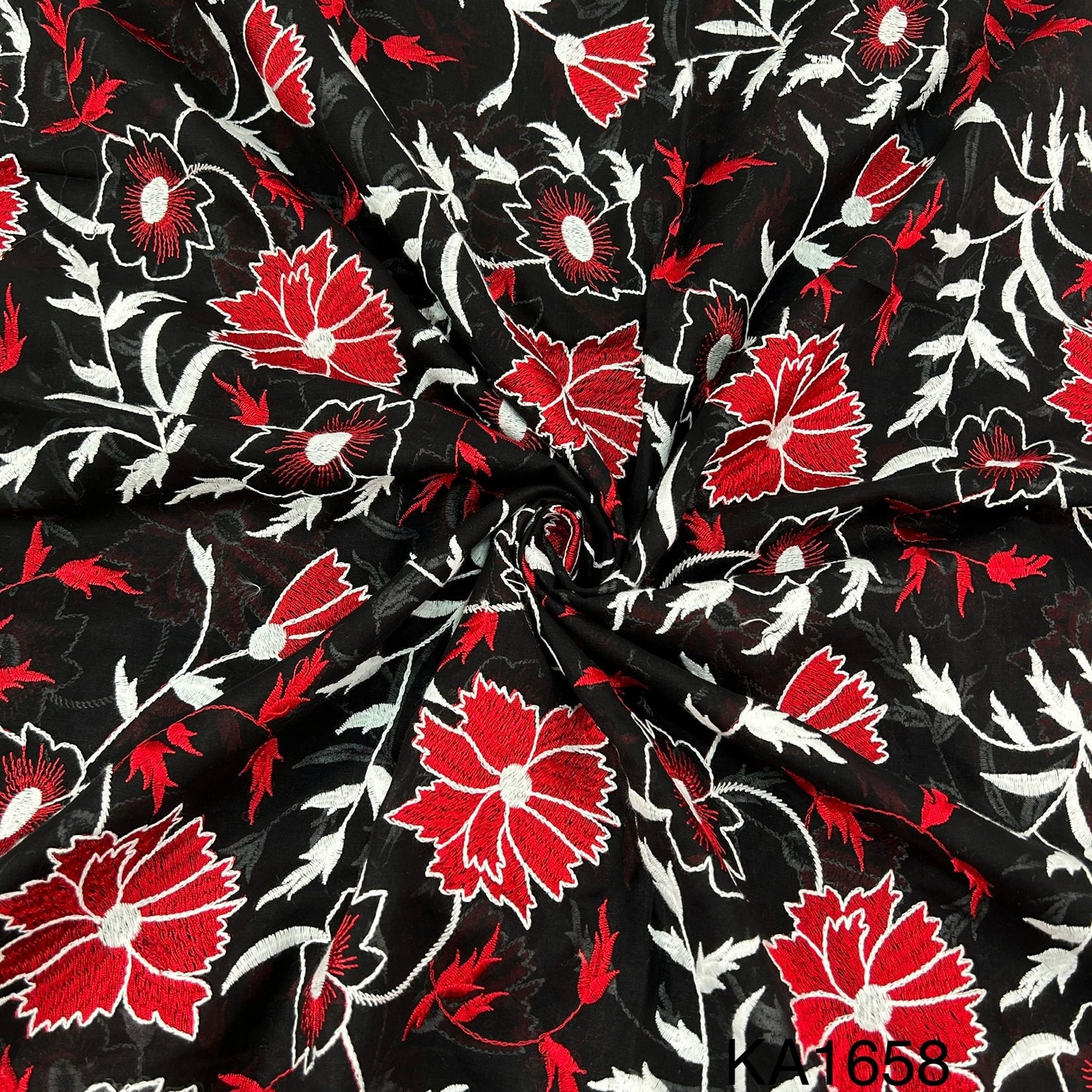 Embroidered Cotton Fabric-KA1658