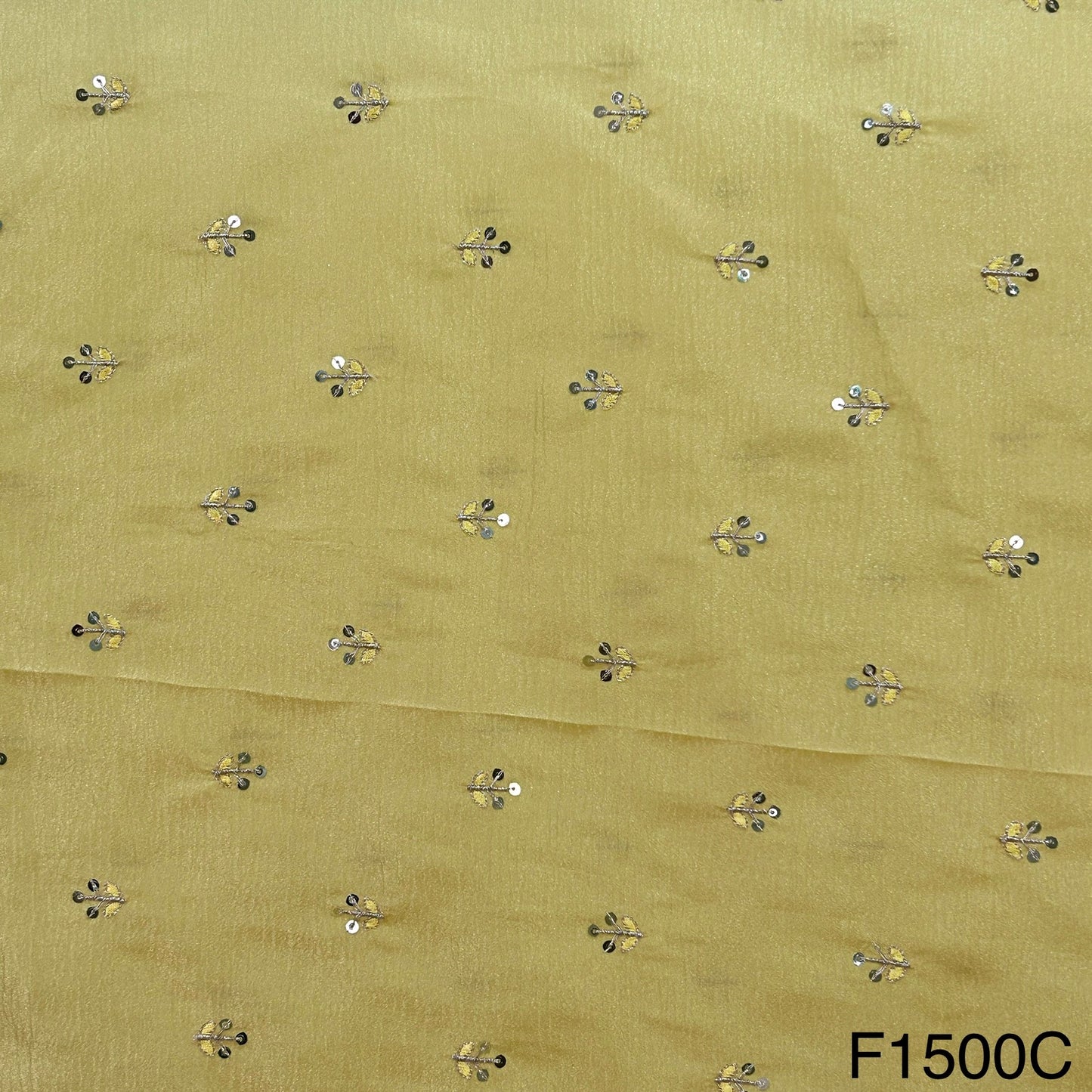 Zari Sequins Buti Crushed Organza Fabric-F1500