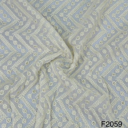 Dyeable Thread Sequins Embroidered Georgette Fabric - F2059