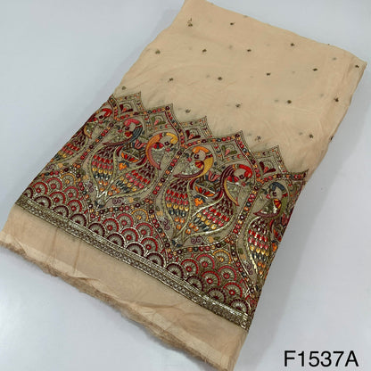 Zari Sequins Embroidered Pure Organza Fabric-F1537