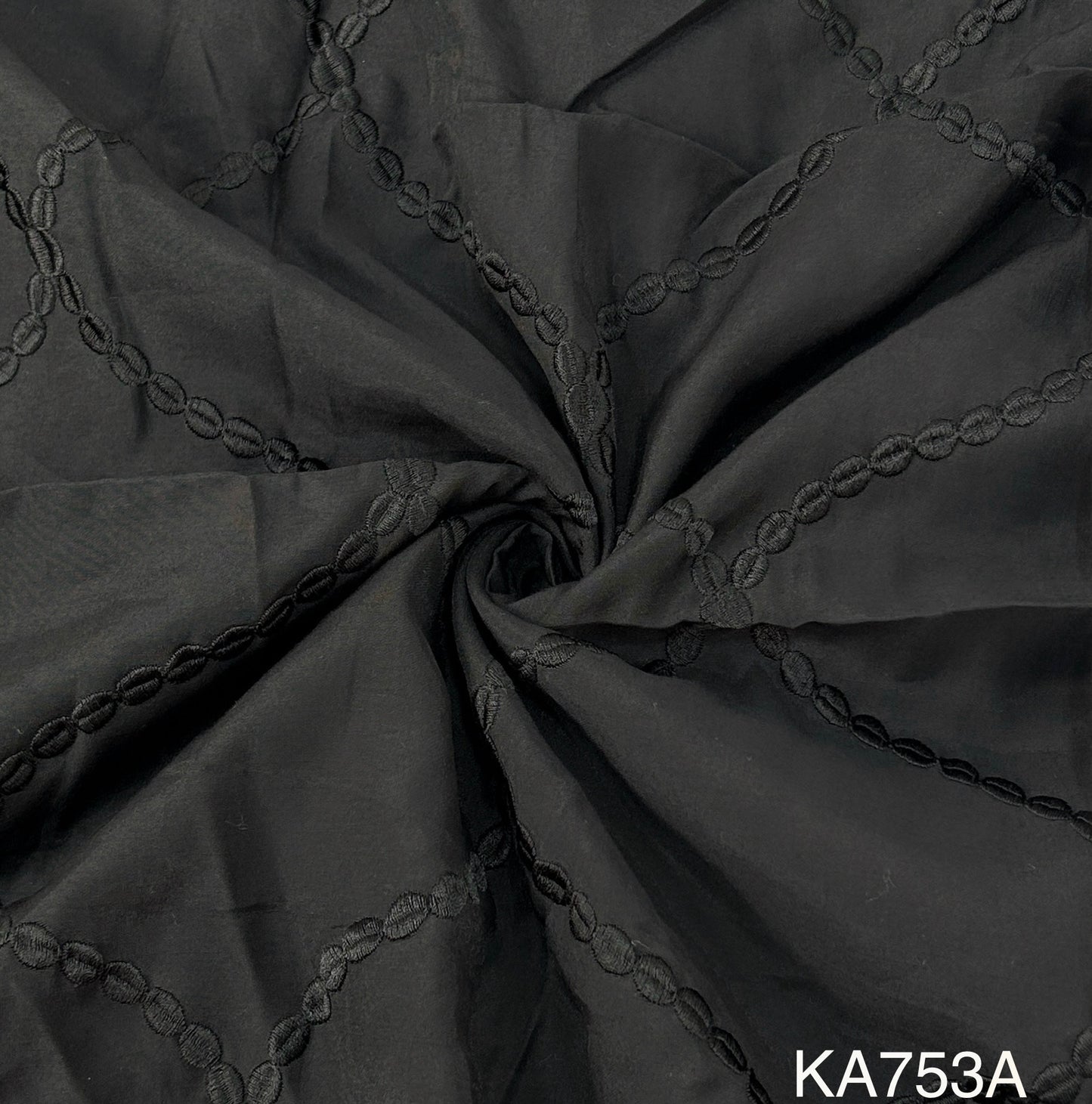 Thread Embroidered Chanderi Silk Fabric KA753