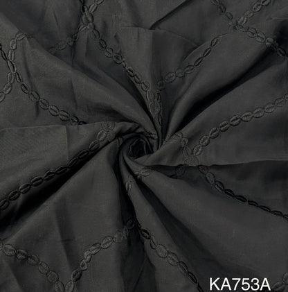 Thread Embroidered Chanderi Silk Fabric KA753