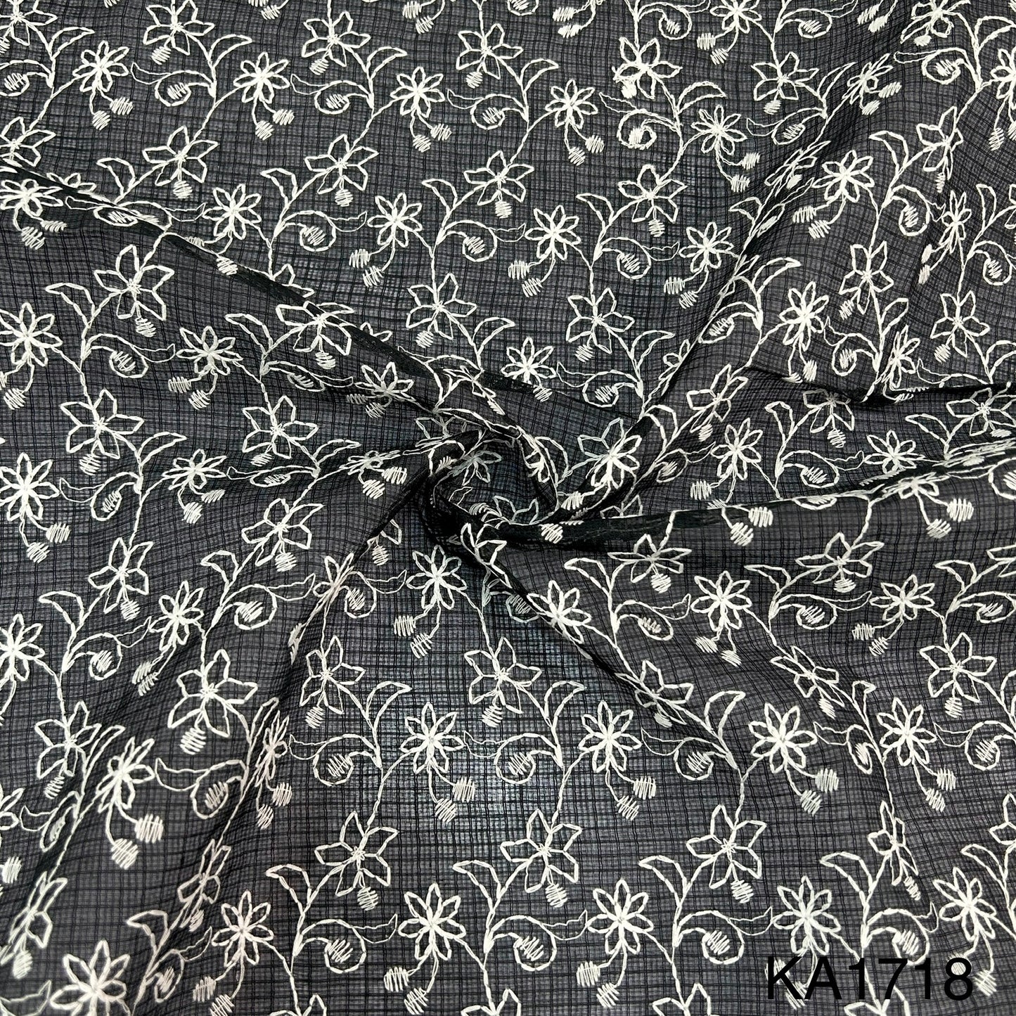 Embroidered Kota Cotton Fabric-KA1718