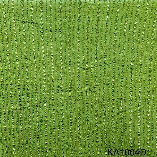 Embroidered Faux Mirror Georgette Fabric-KA1004