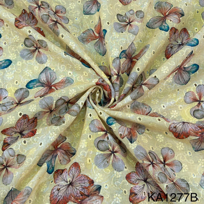 Chikankari Printed Cotton Fabric-KA1277