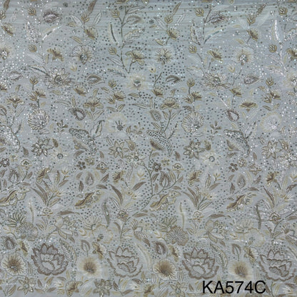 Thread Embroidered Sequins Georgette Fabric-KA574