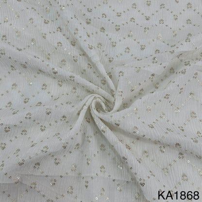 Dyeable Embroidered Sequins Chinon Chiffon Fabric - KA1868