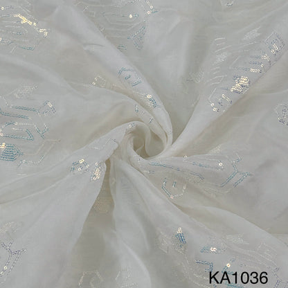 Dyeable Embroidered Sequins Organza Fabric-KA1036