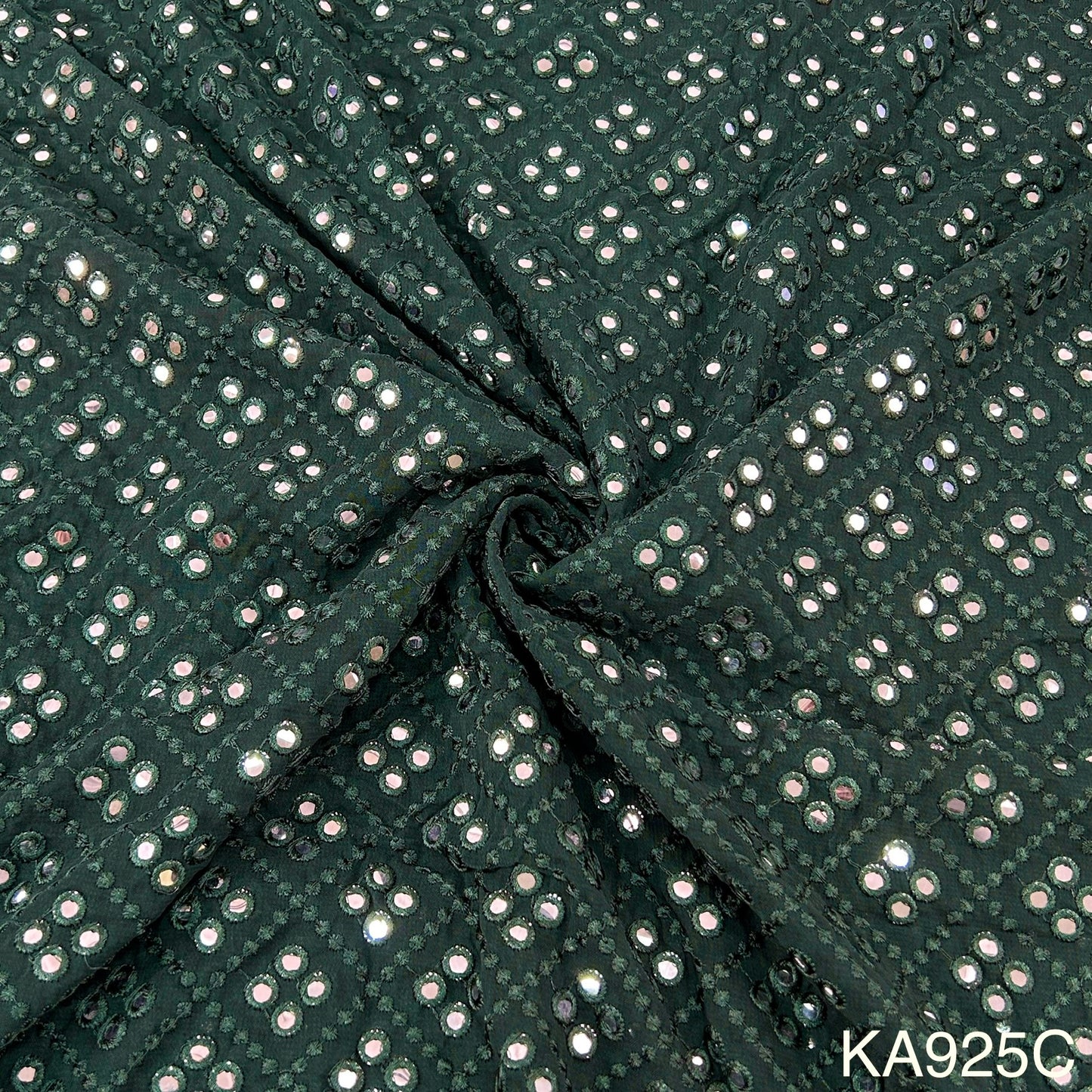 Embroidered Faux Mirror Georgette Fabric-KA925