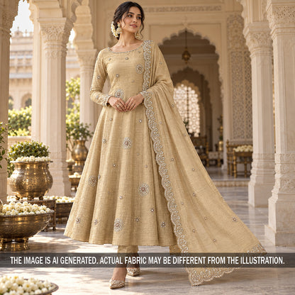 Cut Daba Zari Sequins with Pearl Work Crush Tissue Fabric - F7503