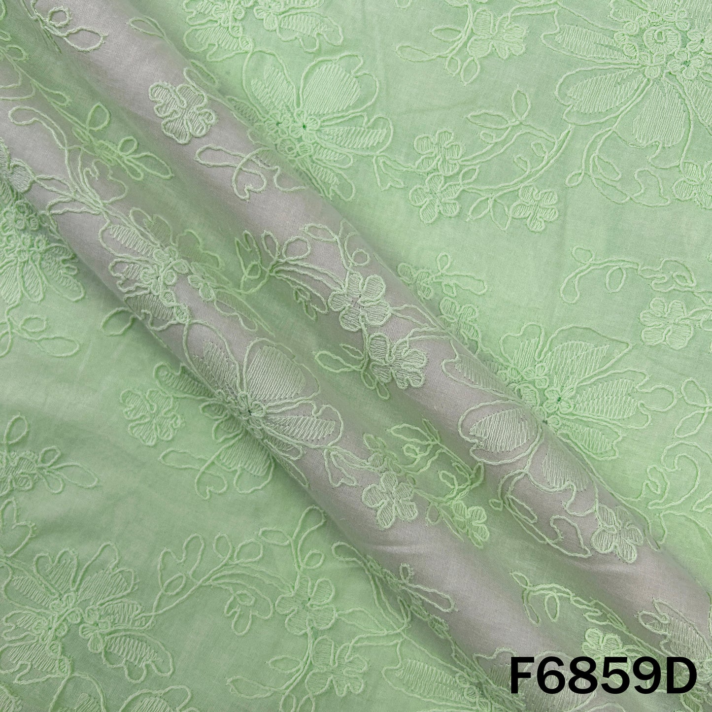 Thread Embroidered Cambric Cotton Fabric - F6859