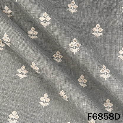 Thread Sequins Work Linen Fabric - F6858