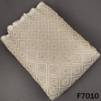 Dyeable Cut Dana Pearls Zari Sequins Embroidered Shimmer Tissue Fabric - F7010