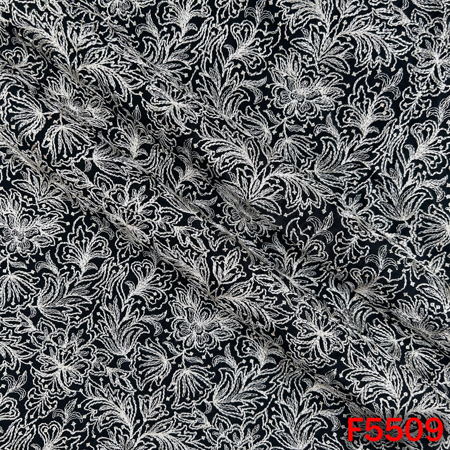 Thread Sequins Embroidered Dola Silk Fabric - F5509
