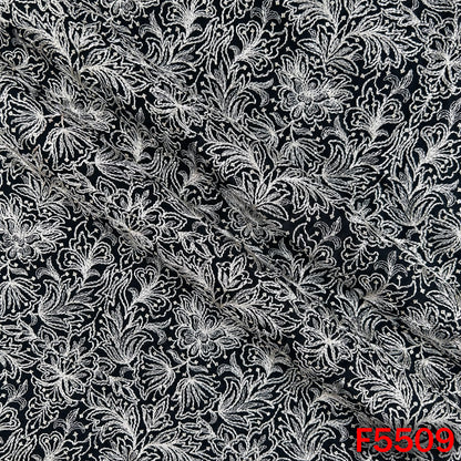 Thread Sequins Embroidered Dola Silk Fabric - F5509